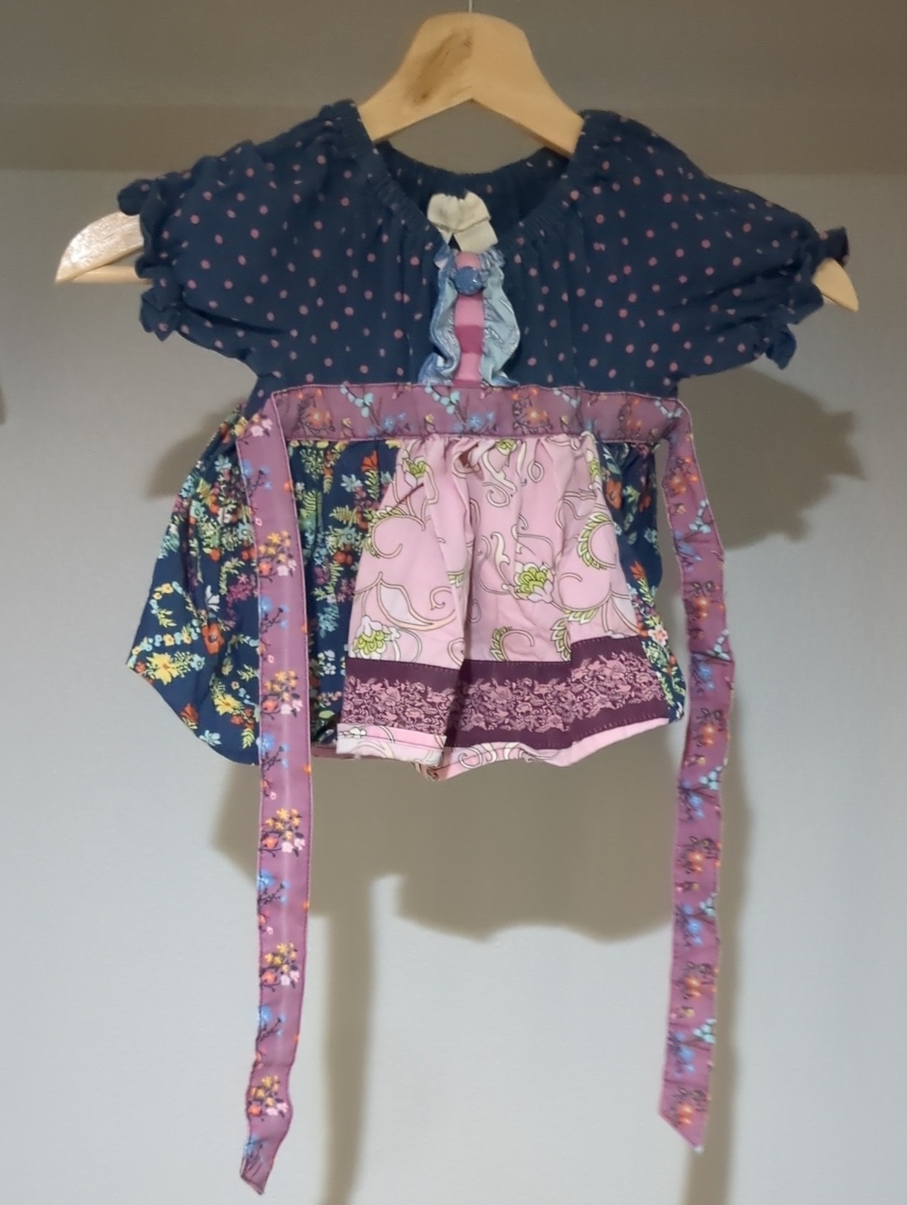 Matilda Jane Navy, Pink & Purple Patchwork Ruffle Top 18 Mo